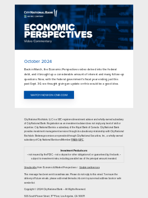 City National Bank - Economic Perspectives: October 2024, Federal Debt: A Fiscal Year End Update