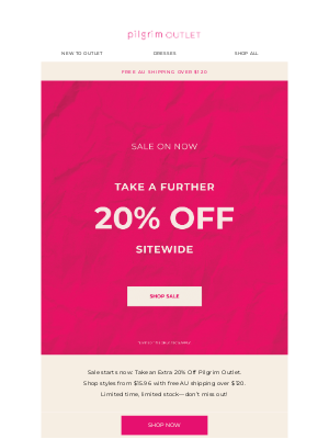 Pilgrim (Australia) - STARTS NOW: Take A Further 20% Off Outlet 💥