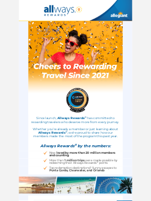 Allegiant Air - Celebrating 4 years of rewarding the best members in the sky!