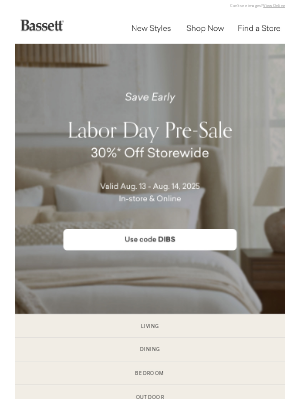 Bassett Furniture Industries - Your Exclusive Pre-Sale Access is Here!