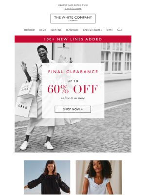 The White Company - 100+ new lines added to Sale | Up to 60% off