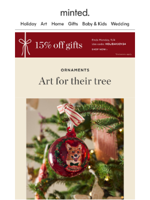 Minted - Ornaments make great stocking stuffers