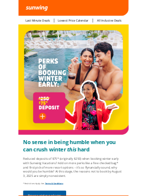 Sunwing Vacations Inc. (Canada) - Book winter early for only $75*