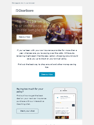 ClearScore (UK) - Save £113 on your car insurance with these simple tricks