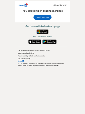 LinkedIn - You appeared in recent searches