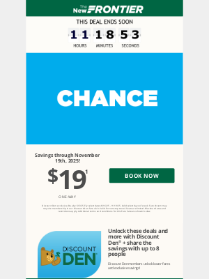 Frontier Airlines - FINAL DAY: $19 fares end tonight! Book in advance NOW for the best savings ⌛