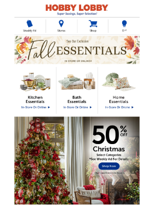 Hobby Lobby - Set The Scene With 50% Off Christmas!
