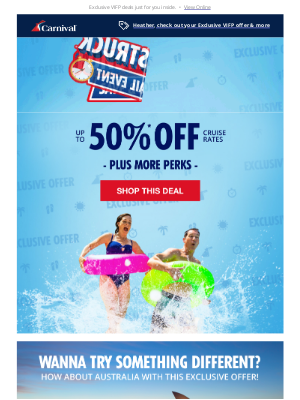 Carnival Cruise Line - Up to 50% off... Funderstruck Save & Sail Event! 😱⏰