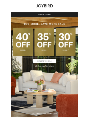 Joybird - 👋 Hey! Don't miss out on up to 40%