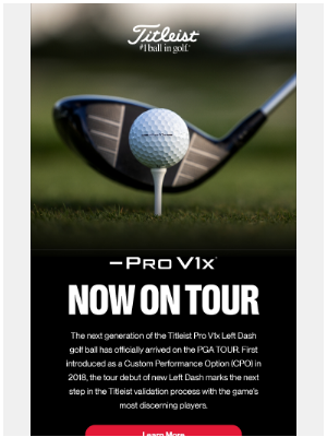 Titleist - Now on Tour: NEW Titleist Pro V1x Left Dash