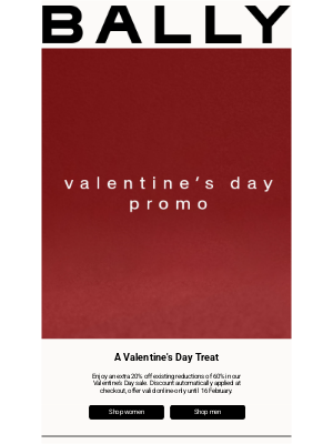 Bally - Valentine's Day: Extra 20% Off Sale