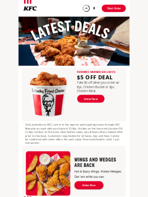 KFC - Member's deal: $5 off 8pc. Chicken