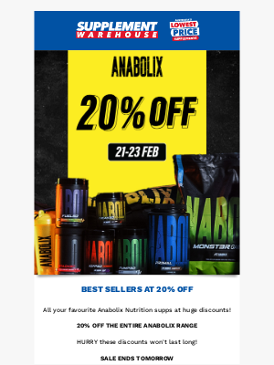 Supplement Warehouse (Australia) - Anabolix Sale ⚡ You Won't Believe The Discounts