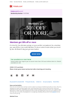 Hotels - Members save 30% or more for a limited time