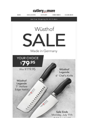 Cutlery and More - Wusthof Legende Sale - Your Choice $79.95