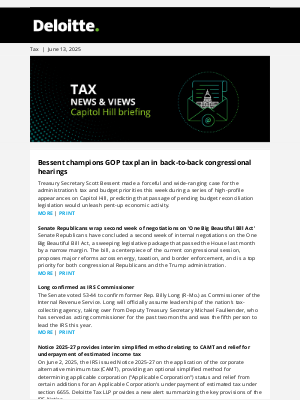 Deloitte - Tax week in review: Bessent champions GOP tax plan in back-to-back congressional hearings