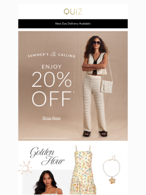 Quiz Clothing (United Kingdom) - Summer's calling with 20% off ☀️