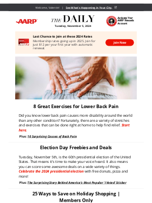 AARP - The Daily — 8 Great Exercises for Lower Back Pain