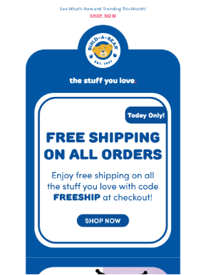 Build-A-Bear Workshop - FREE Shipping on All Orders Today Only!