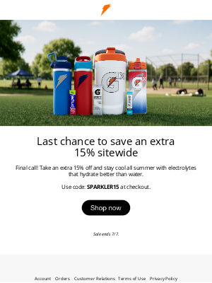 Gatorade - ⏰ Don’t miss it: 15% off everything ends soon