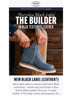 Thursday Boot Company - New Black Label Builder Boot!