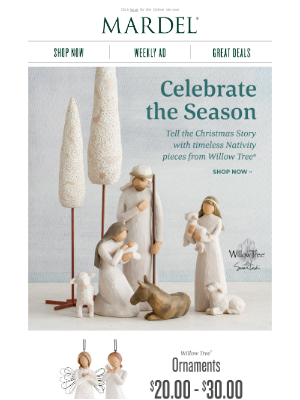 Mardel Christian and Education Stores, Inc. - Celebrate the Season with Willow Tree!