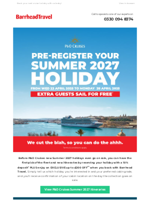 Barrhead Travel (United Kingdom) - P&O Cruises Summer 2027 collection itineraries out now | Register today
