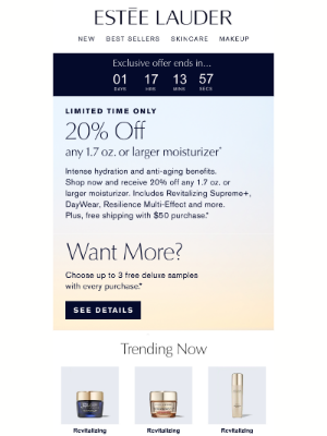 Estée Lauder - Limited Time 💖 20% Off Your Moisturizer