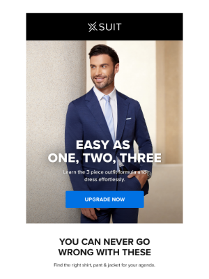 X Suit - 3 Pieces. 1 Formula. Zero Stress