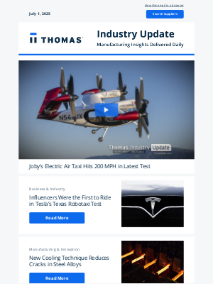 Thomas - Joby’s Electric Air Taxi Hits 200 MPH in Latest Test