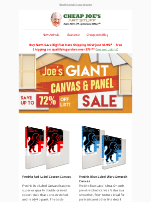 Cheap Joe's Art Stuff - Joe's Giant Canvas & Panel Sales
