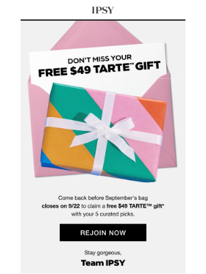 MailCharts, your free TARTE™ gift is waiting