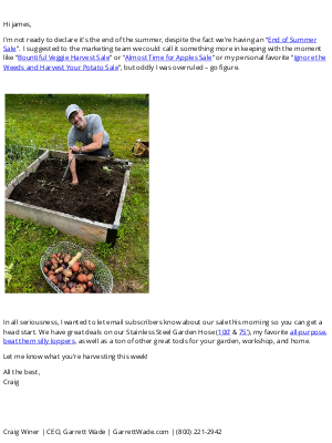 Garrett Wade - Ignore the Weeds and Harvest Your Potatoes Sale