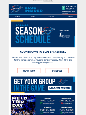 Oklahoma City Thunder - OKC Blue Schedule is Here! ️