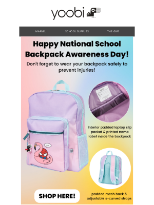 Yoobi - Happy National School Backpack Awareness Day! 🎒