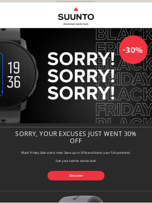 suunto - Sorry, your excuse just went 30% off