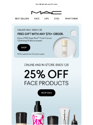 MAC Cosmetics - STARTS NOW! Enjoy 25% OFF face products.