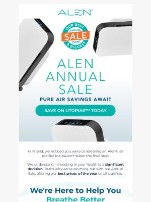 Alen - Breathe Better With Our Annual Sale