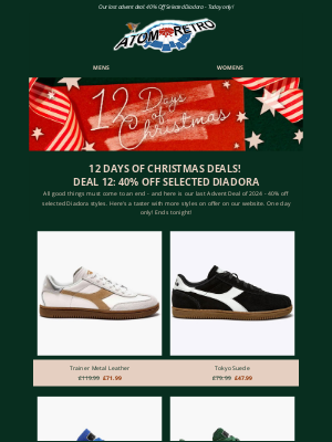 Atom Retro - 40% Off Diadora - Today only!