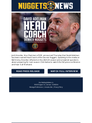 Denver Nuggets - David Adelman Named Head Coach