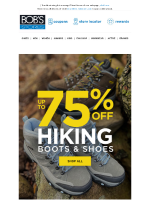Bob's Stores - Up to 75% OFF Hiking Boots & Shoes