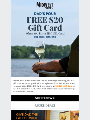 Midwest Supplies - 🥅 Score $20 on a $100 e-Gift Card Play!