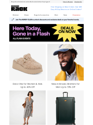 Nordstrom Rack - Dolce Vita for Women & Kids Up to 40% Off | New-In Brooks Brothers for Men Up to 55% Off | New MAX STUDIO Starting at $19.97 | And More!