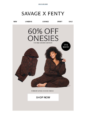 Savage X Fenty - For New Rewards Members: 60% OFF ONESIES