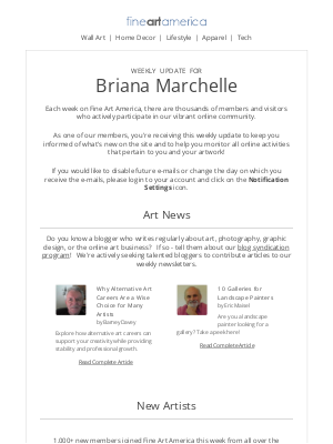 Fine Art America - Fine Art America - Weekly Update for Briana Marchelle
