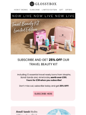 GlossyBox (United Kingdom) - NOW LIVE: Travel Beauty Kit ✈️
