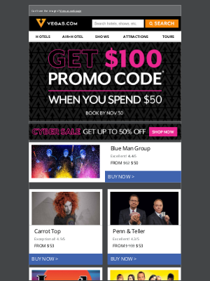 Vegas - $100 PROMO CODE Offer + Black Friday Savings