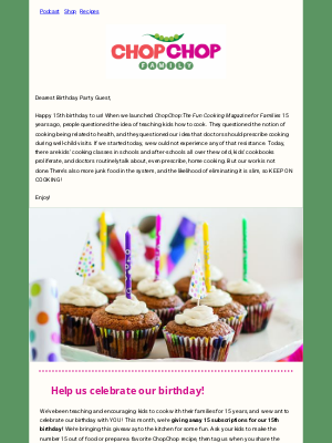 Chop Chop Family - Let's celebrate --It's ChopChop Family's 15th birthday!