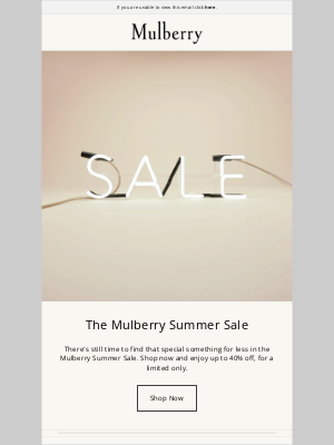 Mulberry - There’s still time to save