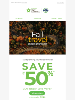 Extended Stay America - Fall in love with travel and save up to 50%